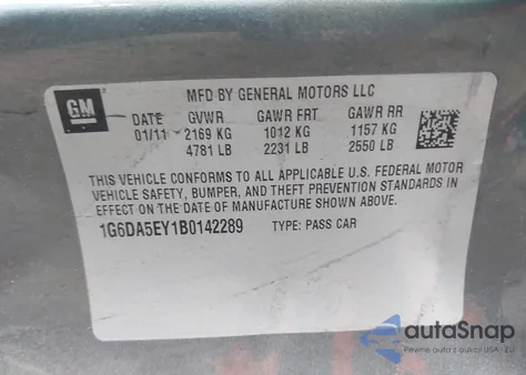 2011 Cadillac Cts Standard z USA, uszkodzony, nr VIN 1G6DA5EY1B0142289